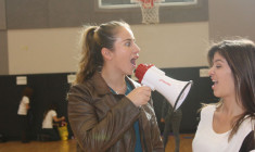 Junior Sahar Kanfi screams at Alex Nedelcu, junior, during club photo picture day. (We couldn't find a reason to use this photo this year, so we thought this would be a fitting way to use one of our favorite photos of the year.)