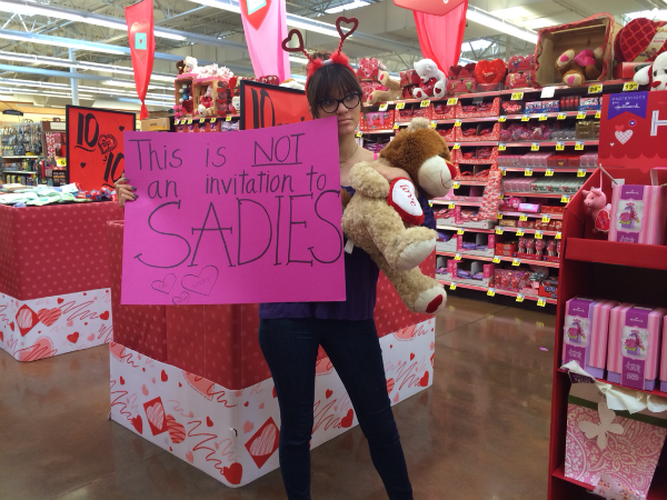 Having a sign that would negate the fact that someone would be asking for a date to Sadies makes more sense when avoiding rejection.  Photo Credit: Purna Patel