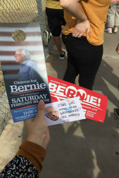 "Attending a Bernie Sanders rally was a really fun and enlightening experience; it felt really great to be surrounded by informed and passionate individuals who are willing to be a part of a political revolution. The spirit and energy everyone had inspired me to get more involved in government and exercise my democratic right to vote." Photo Credit: Summer Thomad