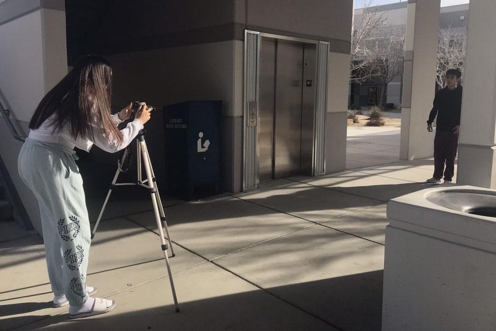 Photography students practice slow shutter speed