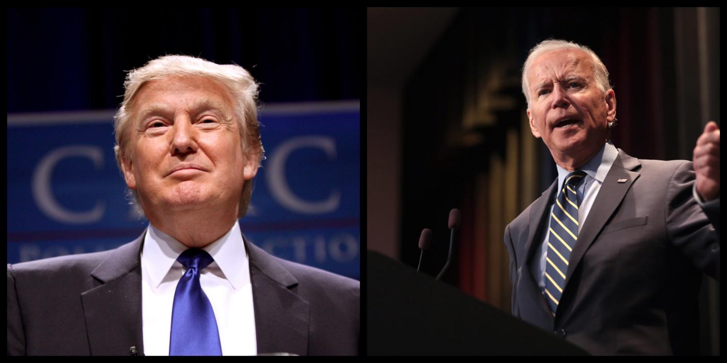 President Donald Trump (R) speaks at the 2011 Conservative Political Action Conference while Joe Biden (D) speaks at the 2019 Iowa Federation of Labor Convention. Both men are running to win the U.S. Presidential election. (Photo Credit: Gage Skidmore)