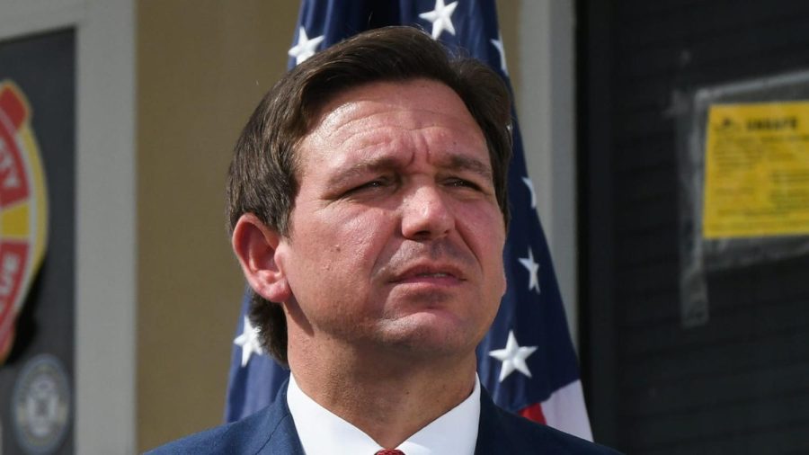 Ron DeSantis, pictured at a press conference, answers press questions about the reasoning behind Florida’s recent statewide ban on the AP African American Studies course.
