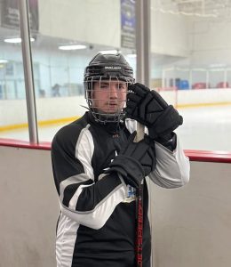 During his training, sophomore Carter Sims spends the afternoon reviewing game strategies and focusing on his mental preparedness. “A hockey game is about two things: your mental game, and your knowledge,” Sims said. “Those are the two most important things in this game.”