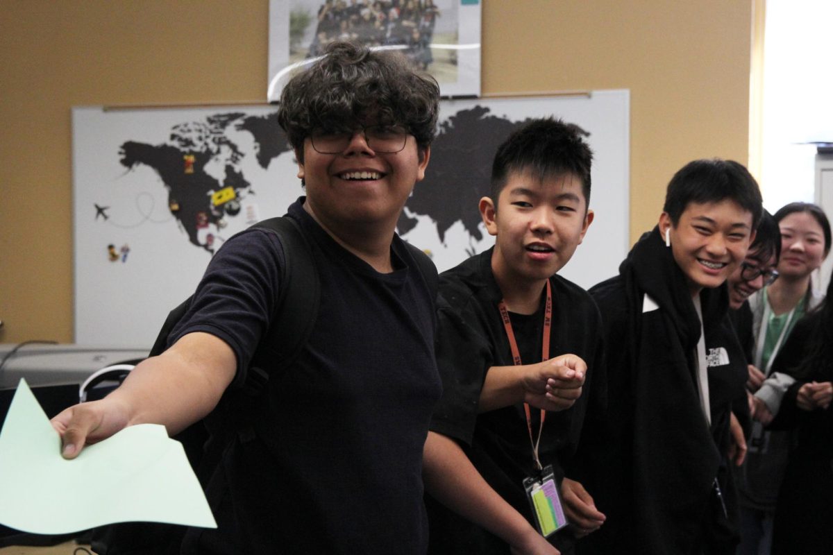 Preparing for his competitive event, junior Armando Aguilar presents his project alongside his team members. The Technology Student Association has gone through careful preparations to ensure that they will be successful in the upcoming Nevada TSA State Conference, which will be held in January.  