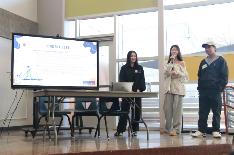 Guest speakers from Pre-Dental Society in UNLV speak about the organization.