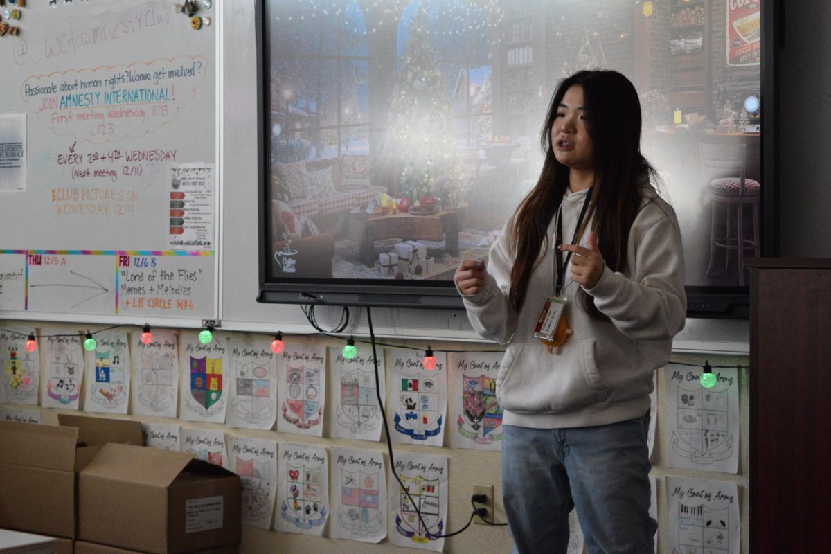 Leading the meeting, president Tiffany Tan gives necessary information to club members. Drama Club held auditions for their upcoming play projected to be held in April.
