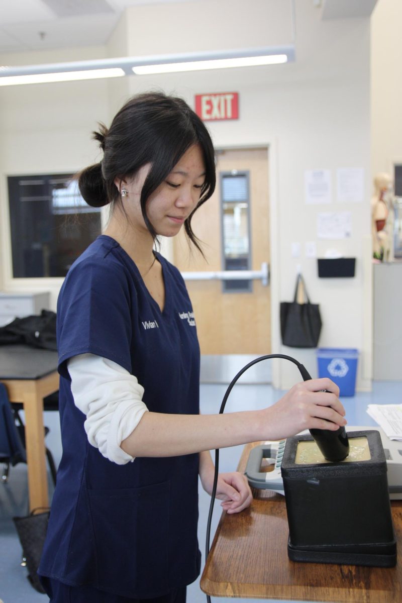 Divided in groups, nursing students assists patients with bedpans. 