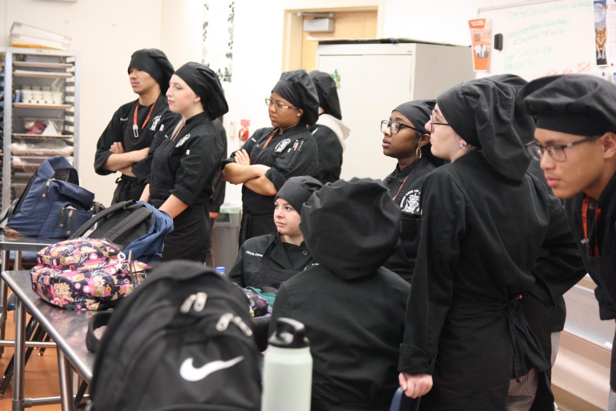 SWCTA culinary students participate in a classroom lesson. Students in the program have spent months preparing for competitions like the National ProStart Invitationals. “We’ve put a lot of time into getting everything right, and we just want to do our best when we present,” senior Addison Marsh said. “It’s exciting to see everything come together.”