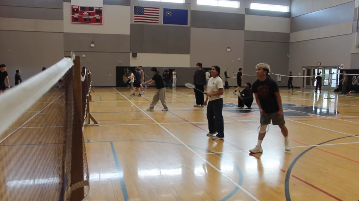 Students participate in a HOSA sponsored Badminton Tournament