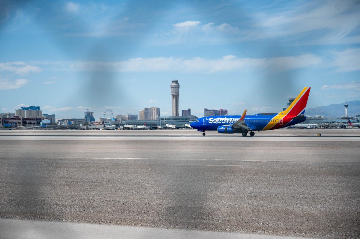 Southwest Airlines landing at Harry Reid International Airport